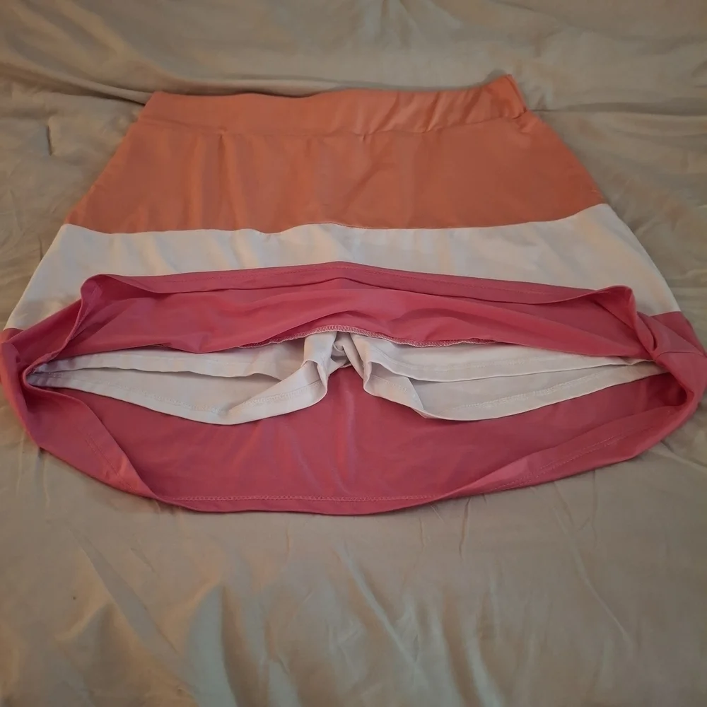 Court Haley Women's Colorblock Skort In Orange, White, and Pink